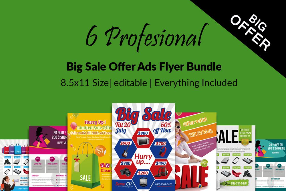 6 Big Sale Offer Flyers Bundle example image 1