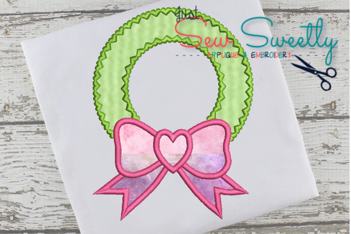 Christmas Wreath Applique Embroidery Design example image 1
