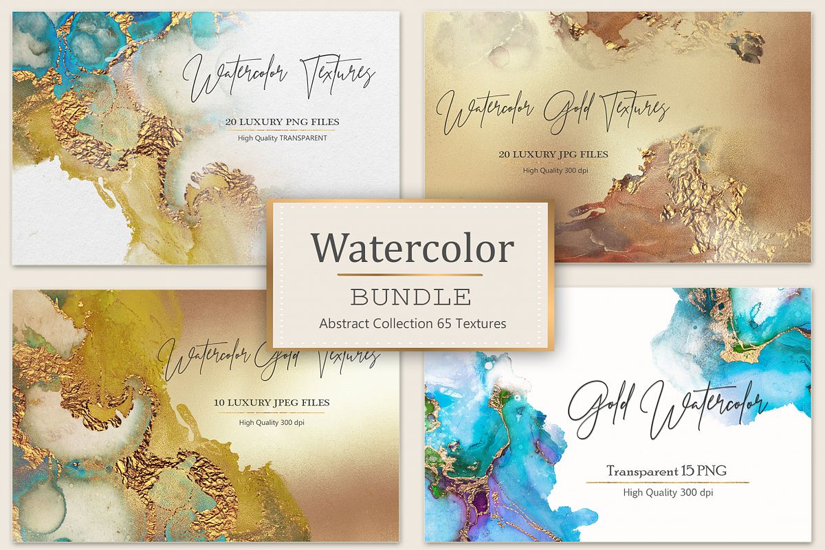 Gold Watercolor and Foil JPG-PNG Textures-BUNDLE example image 1