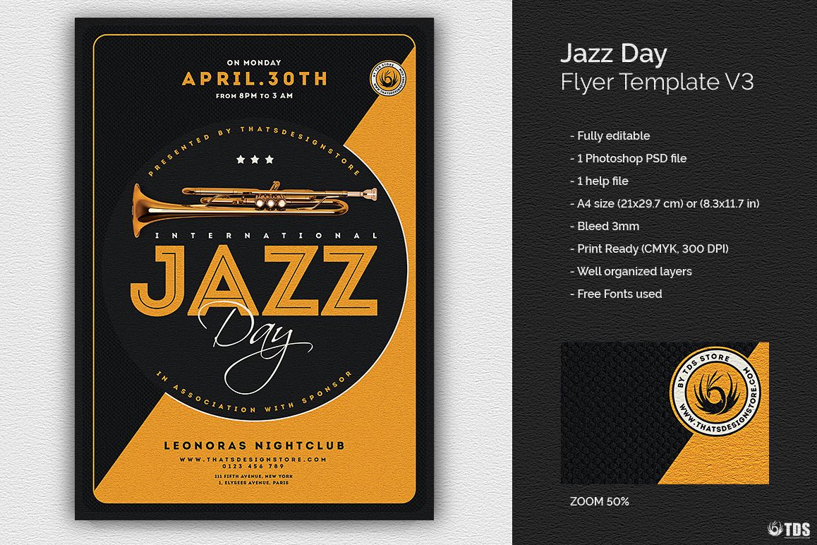 Jazz Day Flyer Template V3 example image 1