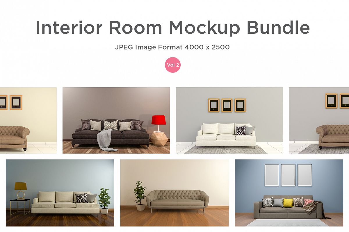Download 10 Images 3D Interior Room Mockup Bundle Vol 2