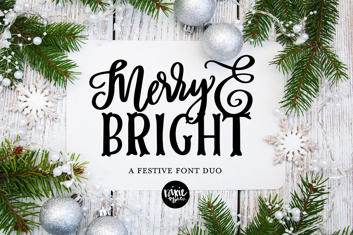 MERRY & BRIGHT a Festive Christmas Font Duo example image 1