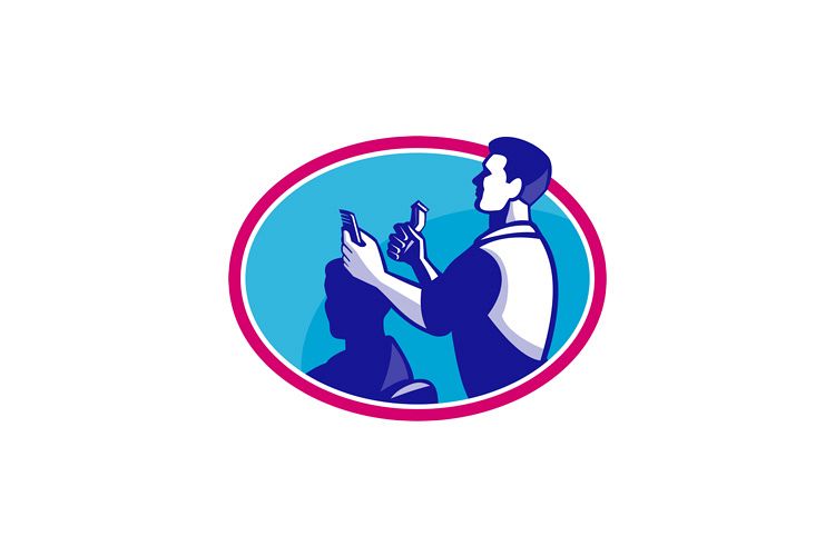 Barber Cutting Hair Barbershop Retro example image 1