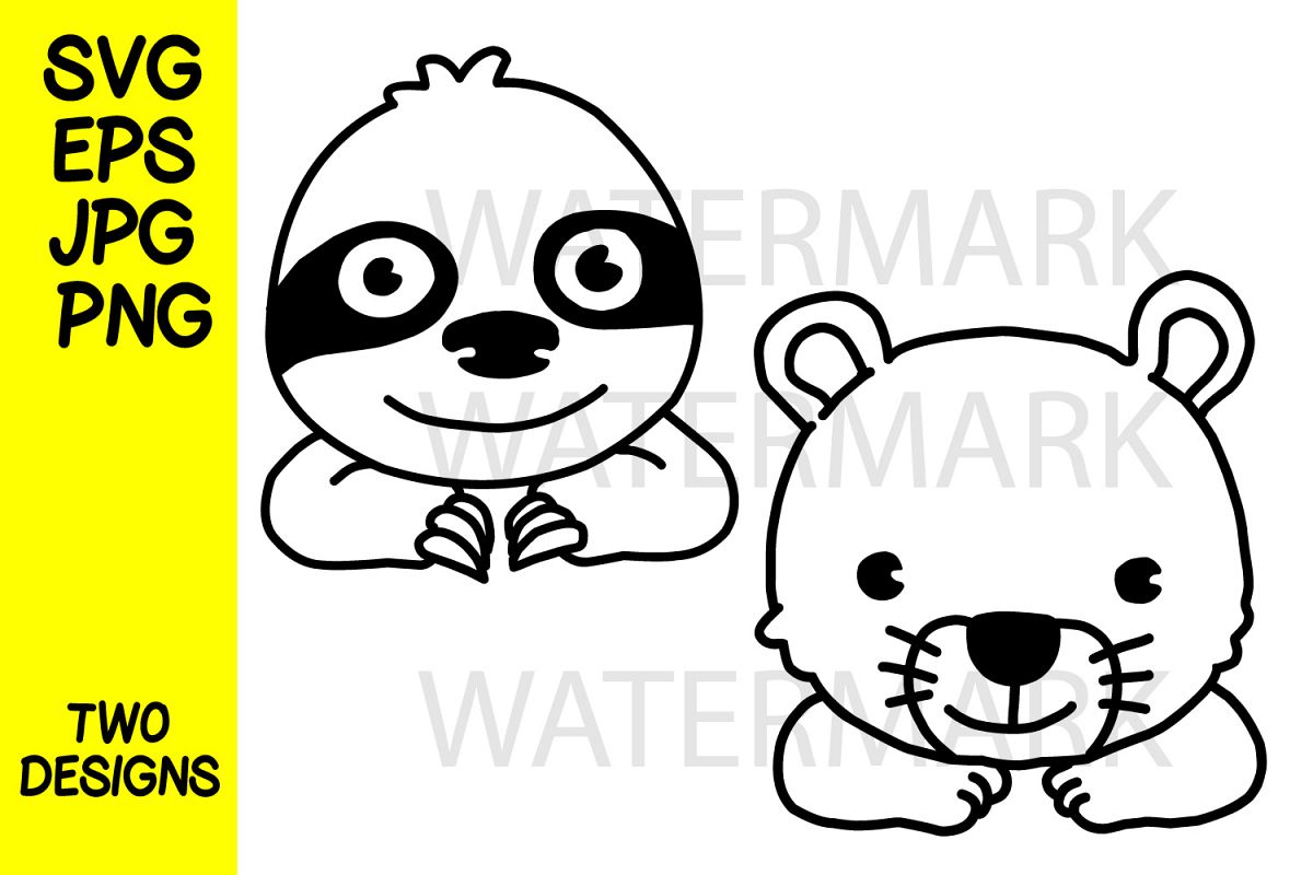 Tiger Cub and Sloth - JPG/PNG/EPS/SVG example image 1