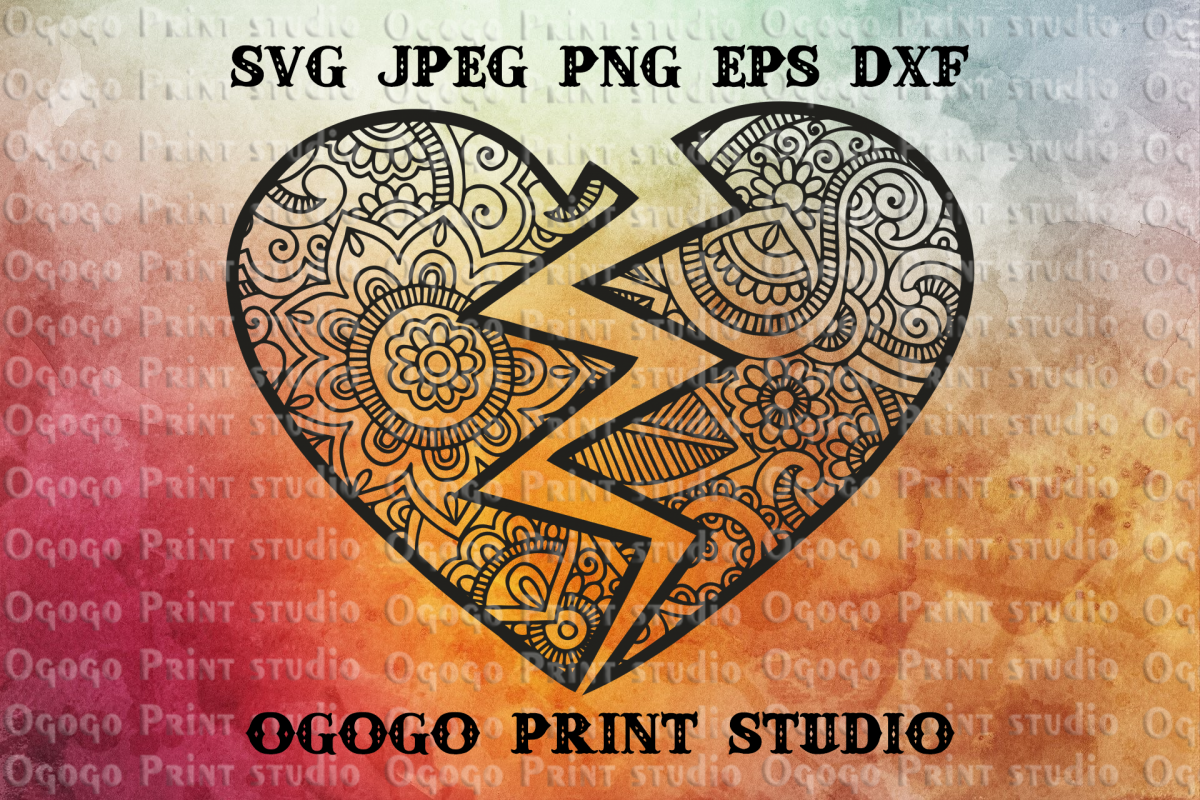 Mandala svg, Best Friends Svg, Heart svg, Zentangle SVG example image 1