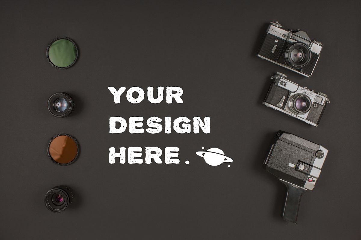 Camera equipment on black background example image 1