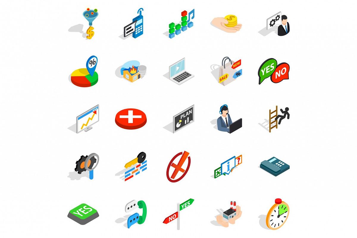 Occupation icons set, isometric style example image 1
