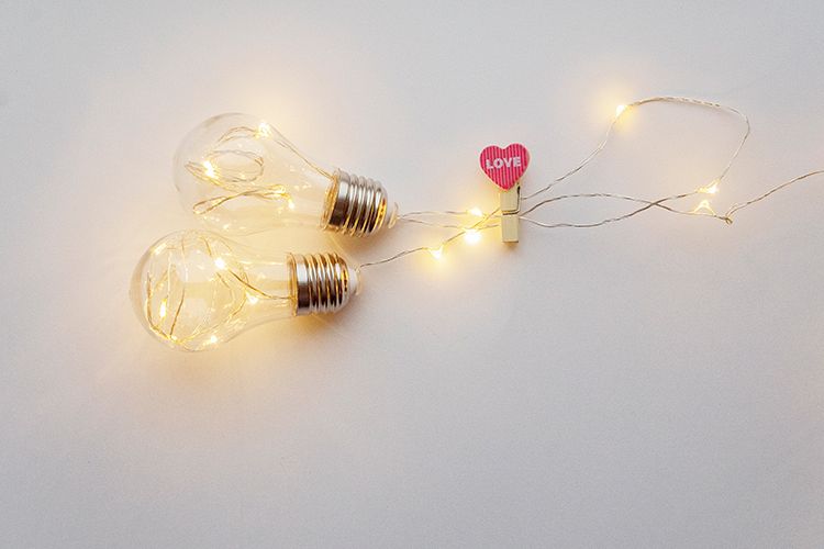 Valentine's day photo with heart and lamps example image 1