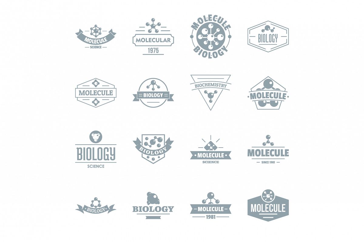 Molecule logo icons set, simple style example image 1