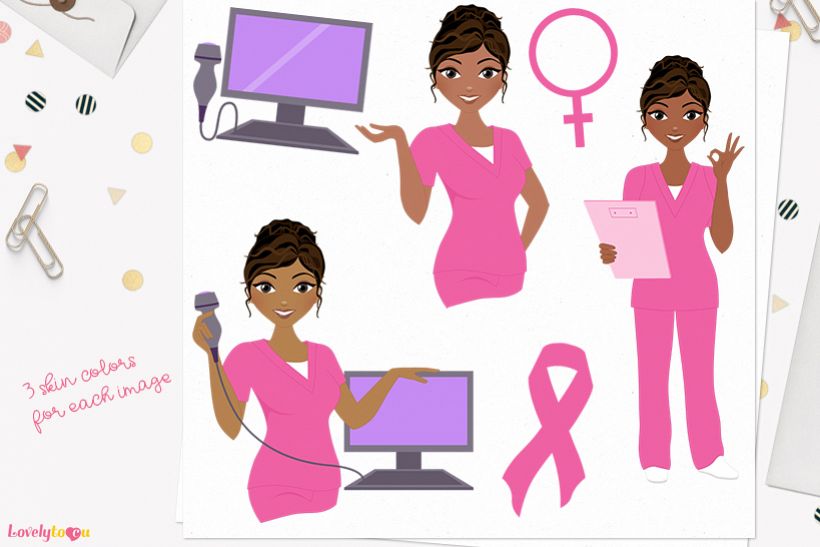 Nurse woman character clip art L394 Cassie example image 1