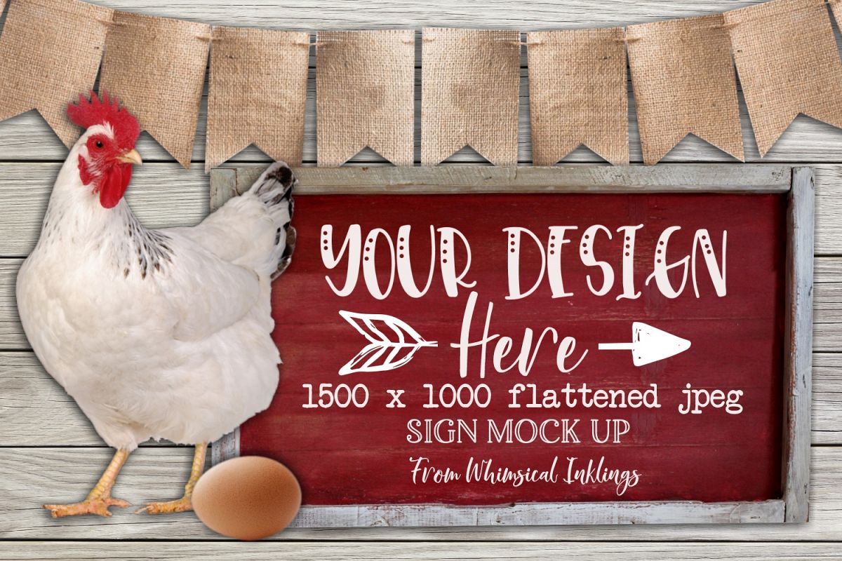 Country Chicken Sign Mock Up example image 1