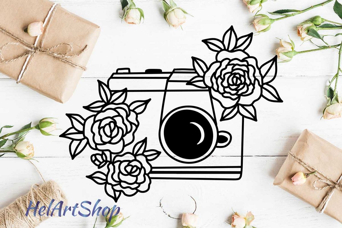 Floral camera svg design example image 1