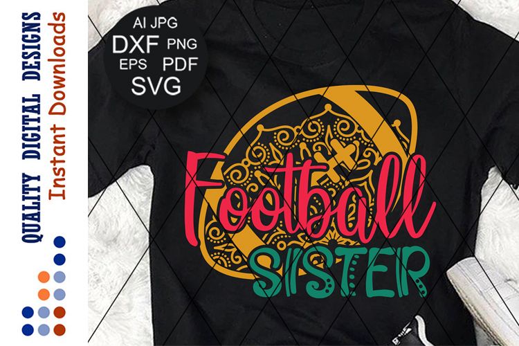 Football sister svg files sayings Mandala Zentangle example image 1