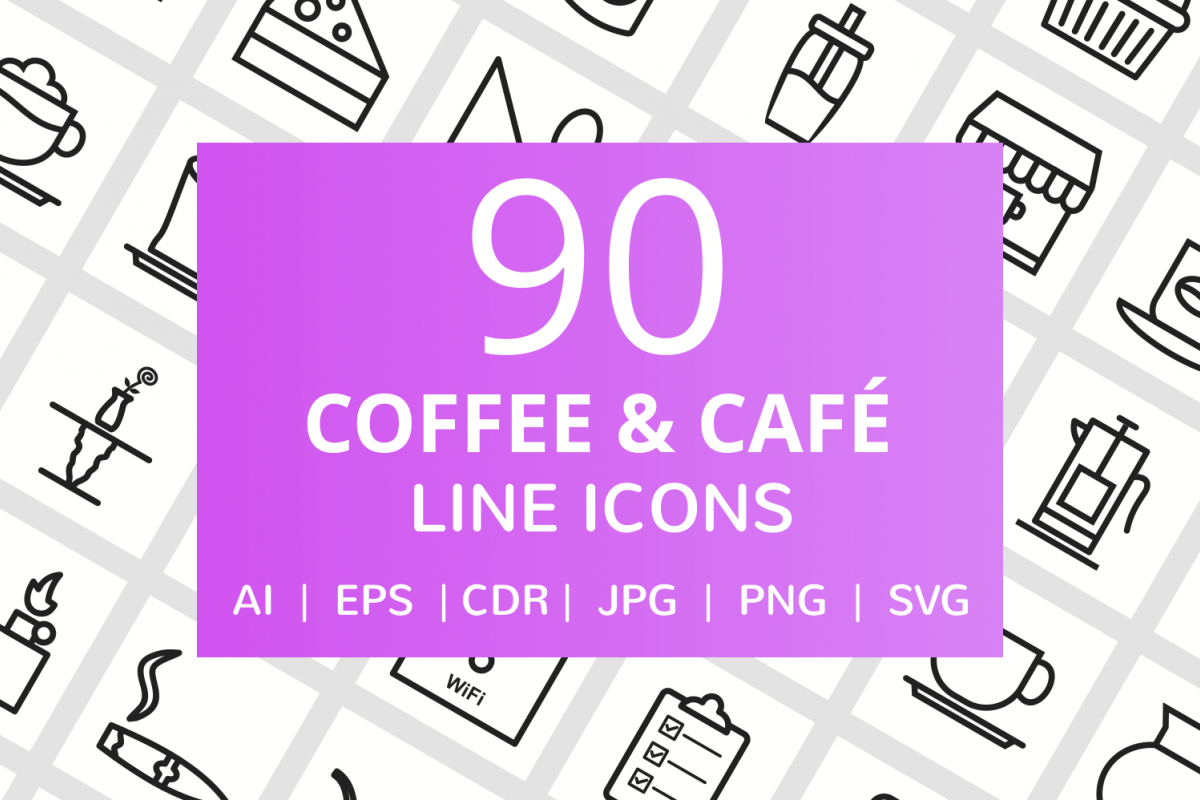 90 Coffee & Cafe Line Icons example image 1
