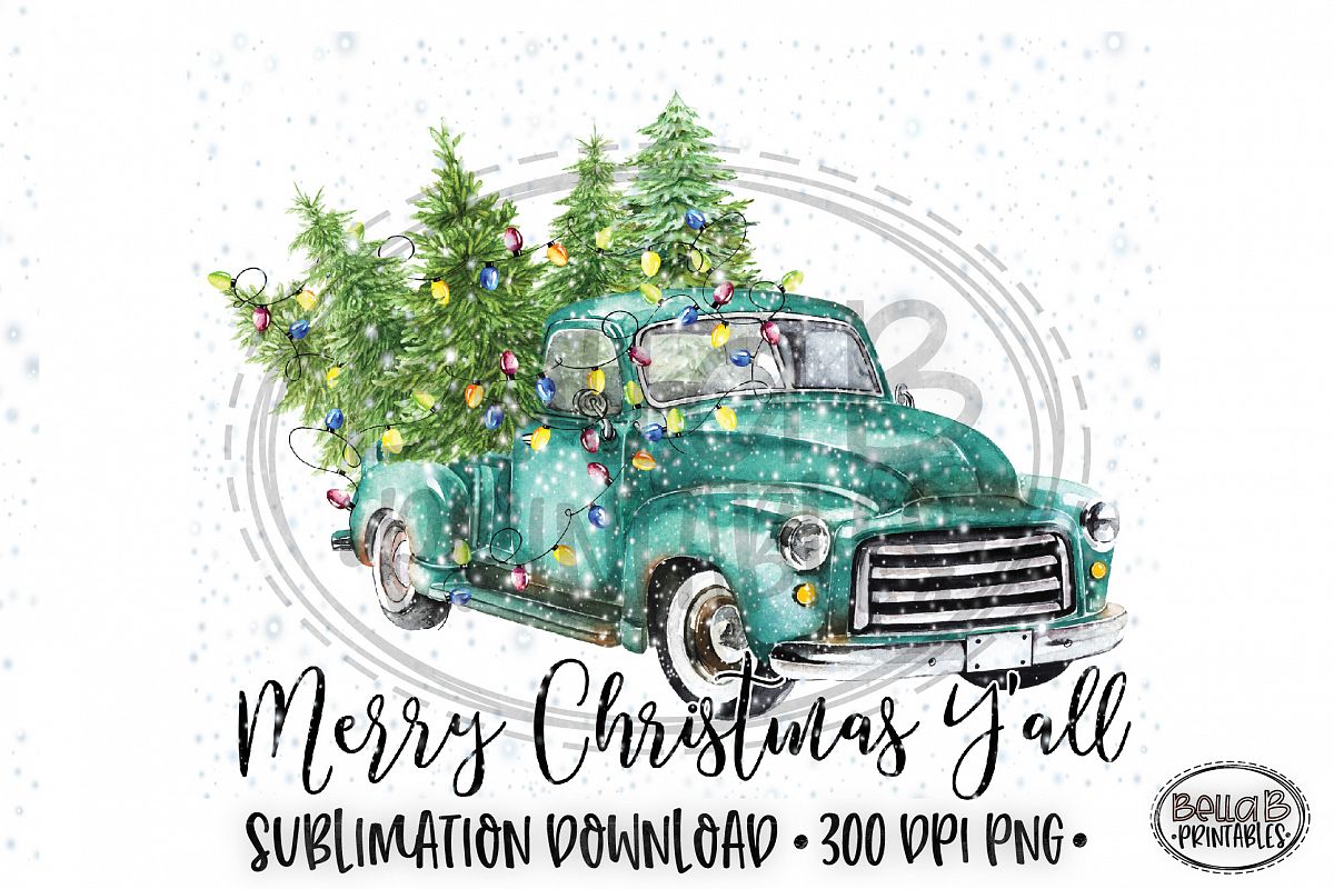 Christmas Sublimation Design, Christmas Truck Sublimation example image 1
