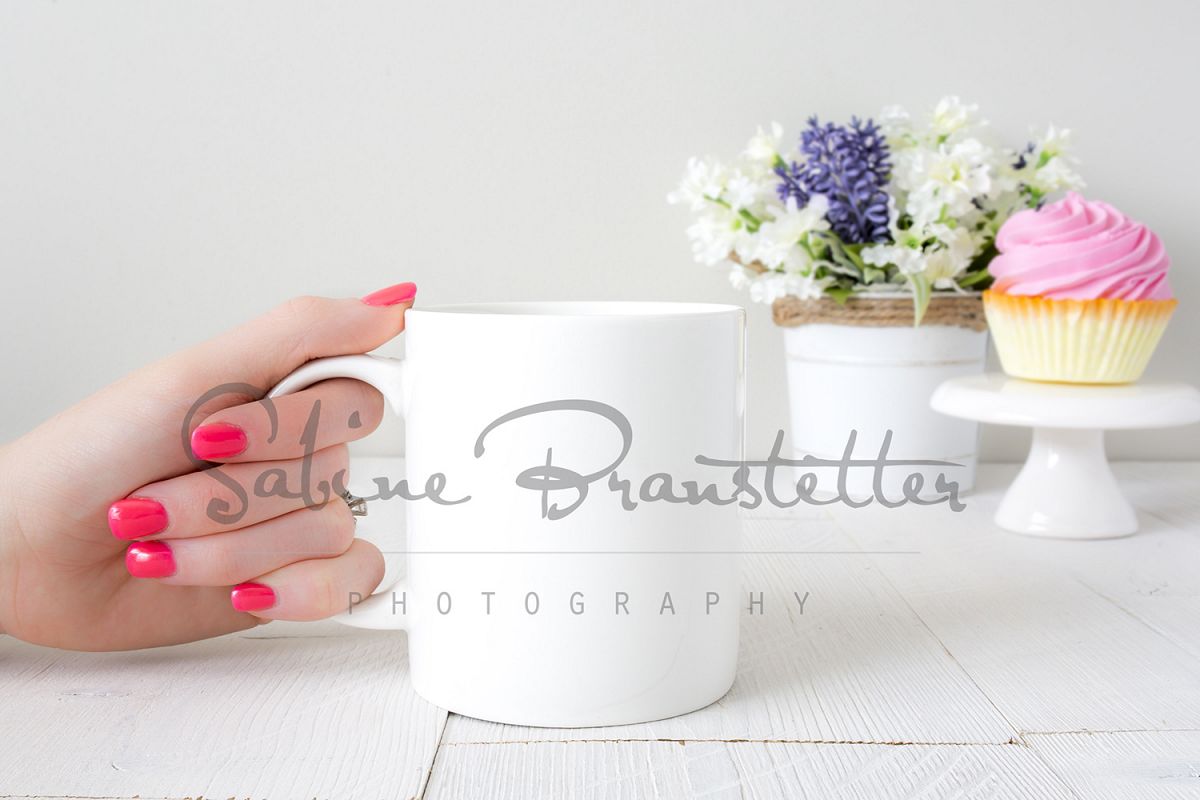 Styled Stock Photography White 12oz Coffee Mug Mockup example image 1