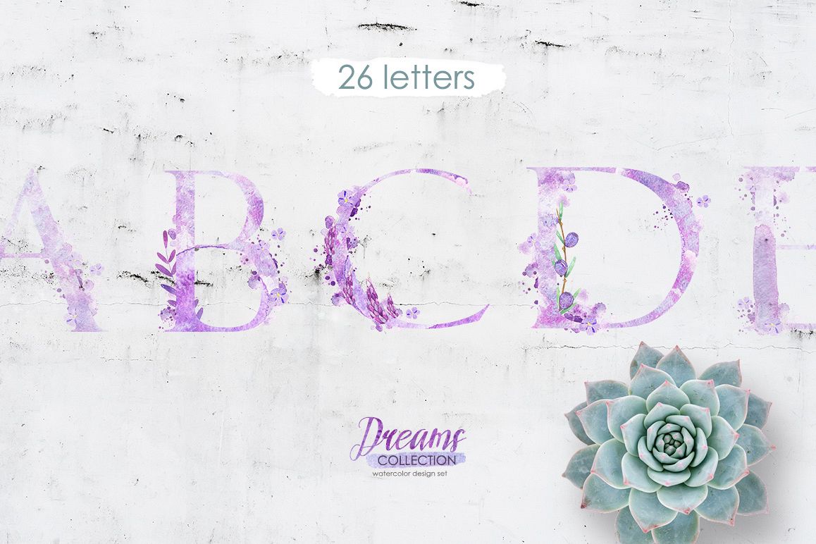 Watercolor alphabet - DREAMS example image 1