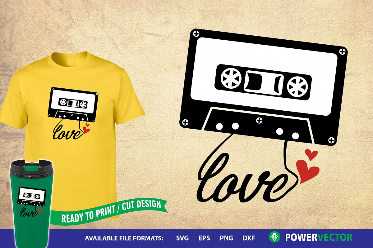 Cassette Tape Svg |Love Retro 90s Music Printable Design