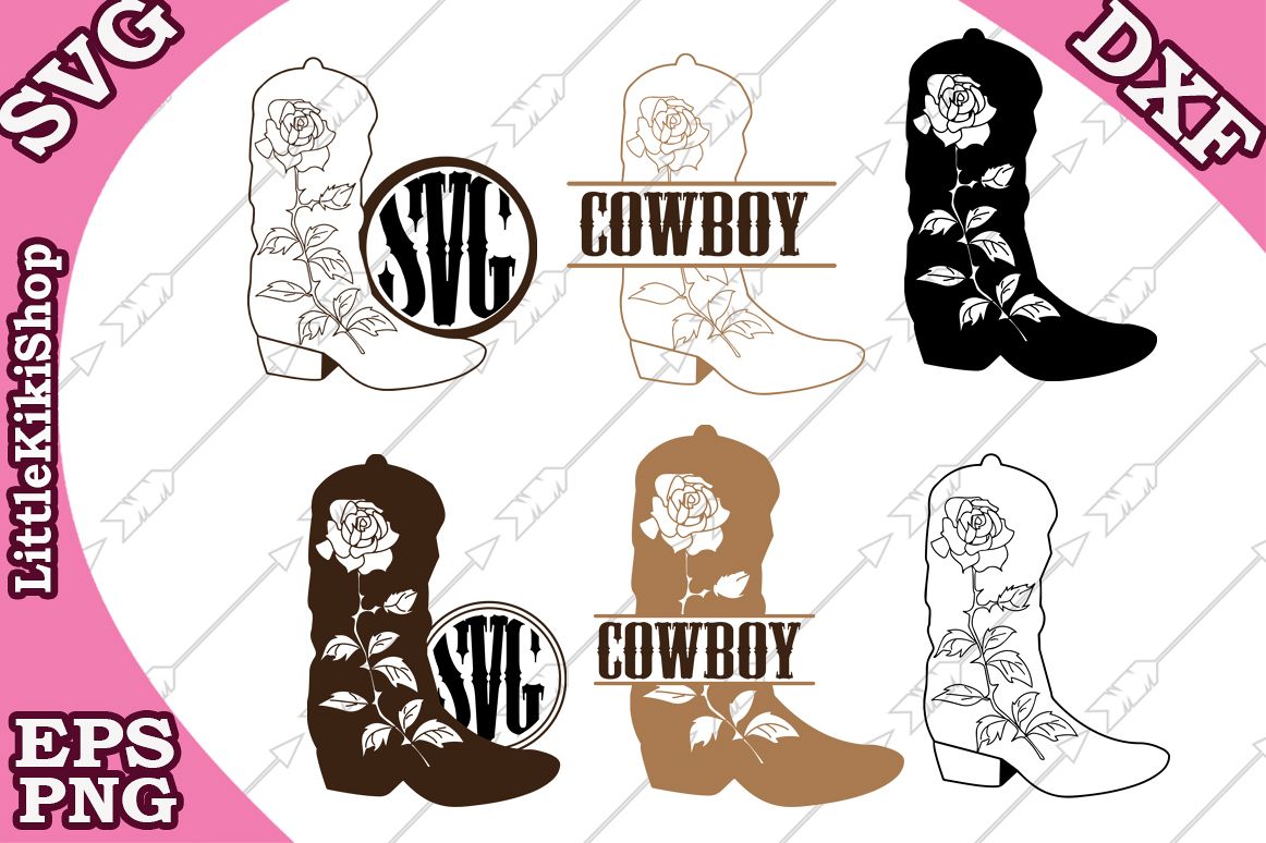 Cowboy Boots Svg, Cowboy Monogram, Western Svg,Boot Monogram example image 1