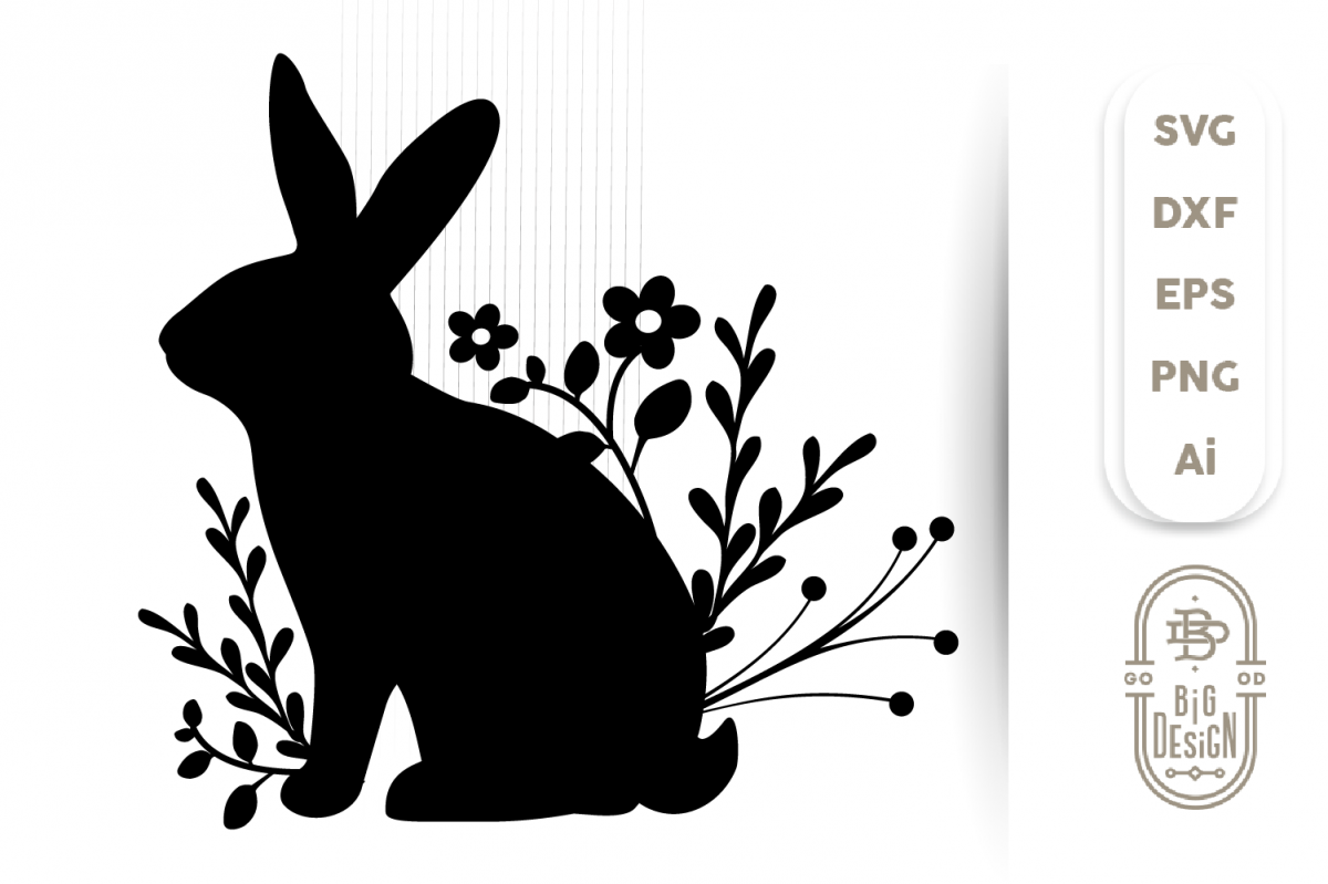 Download Floral Rabbit Silhouette SVG , Easter Bunny SVG , Spring SVG (476979) | Paper Cutting | Design ...