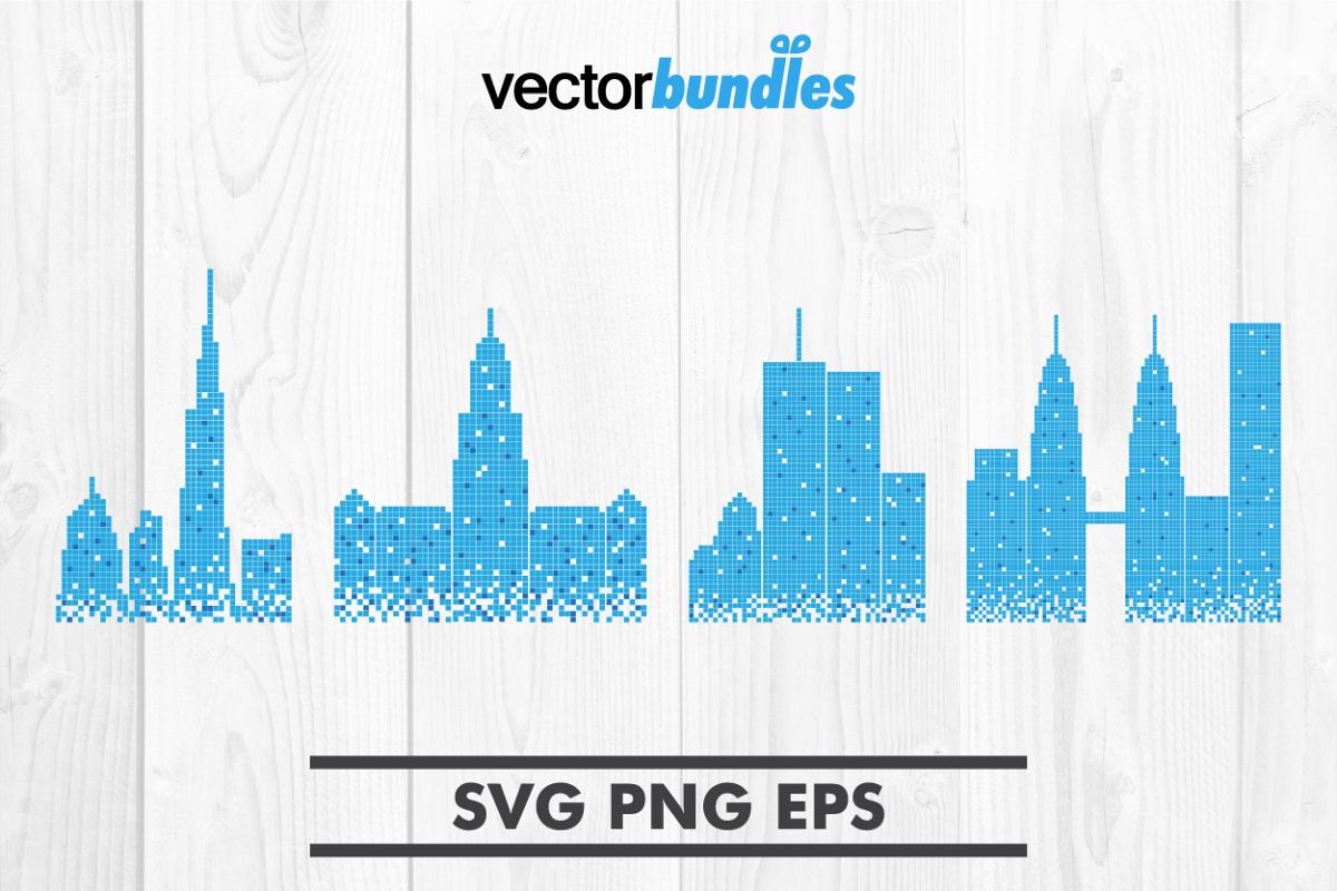 Pixelated skyscraper building clip art svg example image 1