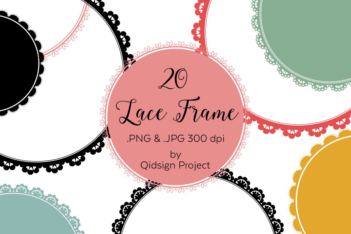 20 circle lace clipart | PNG | JPG example image 1