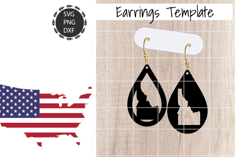 Earrings Template - Idaho Teardrop Earrings Svg example image 1