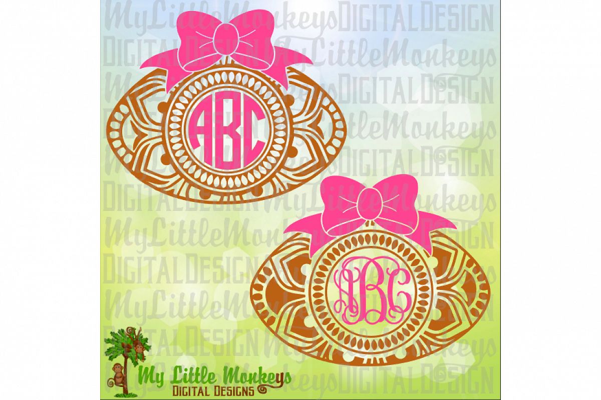 Mandala Football Bow Monogram Base example image 1