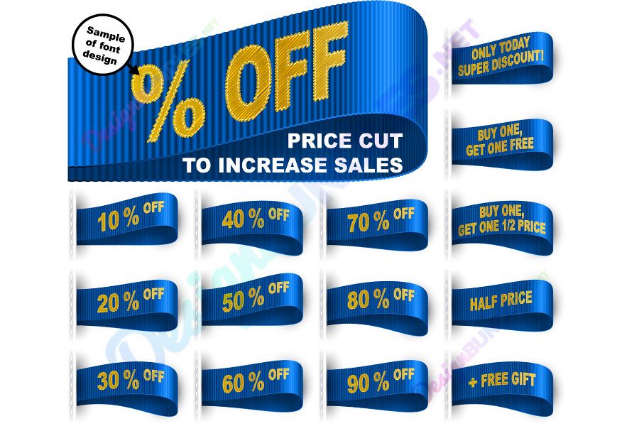 Vector Marketing Tag Clothes Label Sticker Sewn Price Cut Set Blue example image 1