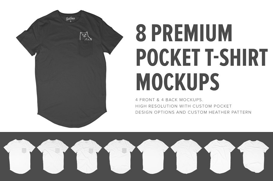 8 Premium Pocket T-Shirt Mockups example image 1