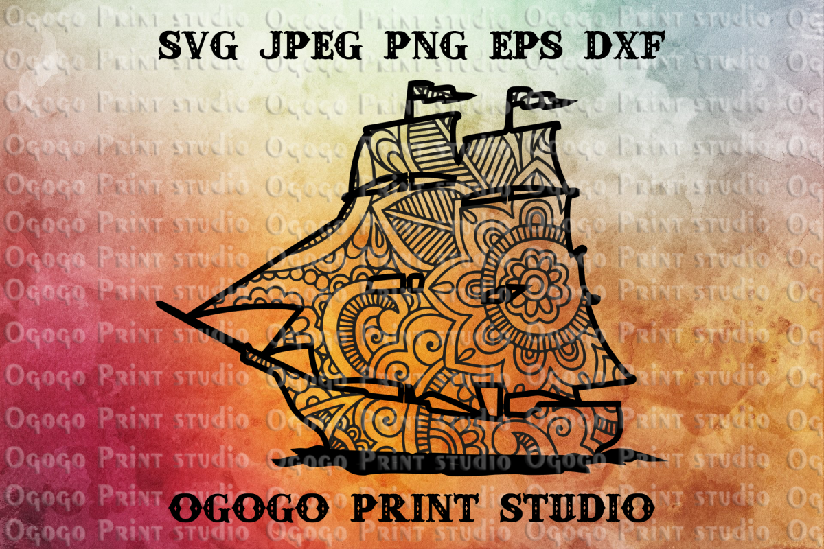 Ship SVG, Zentangle SVG, Mandala svg, Travel svg, Pirate svg example image 1