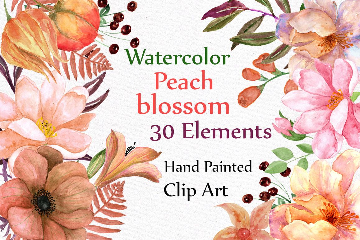 Watercolor flowers clipart example image 1
