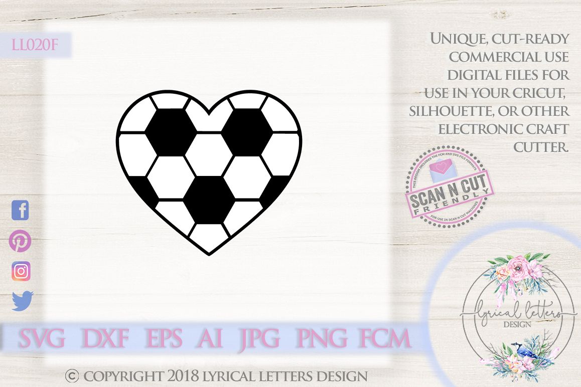 Soccer Heart SVG DXF FCM LL020F example image 1