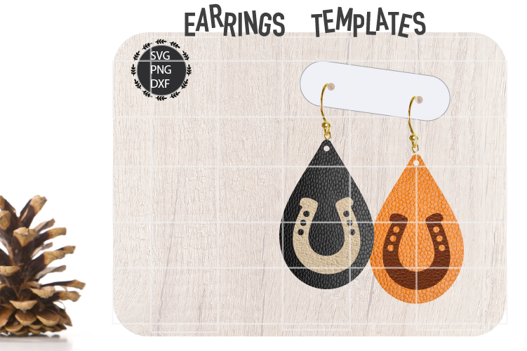 Horseshoe Earrings Svg, Earrings Svg, Teardrop Earrings Svg example image 1