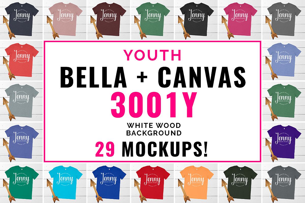 Bella Canvas 3001Y Youth Unisex Mockup Bundle example image 1