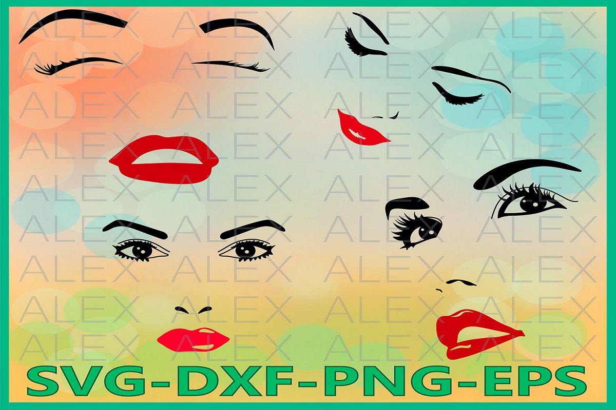 Woman face svg, Eyelashes SVG, Eyebrows Svg, Woman Eyelashes example image 1