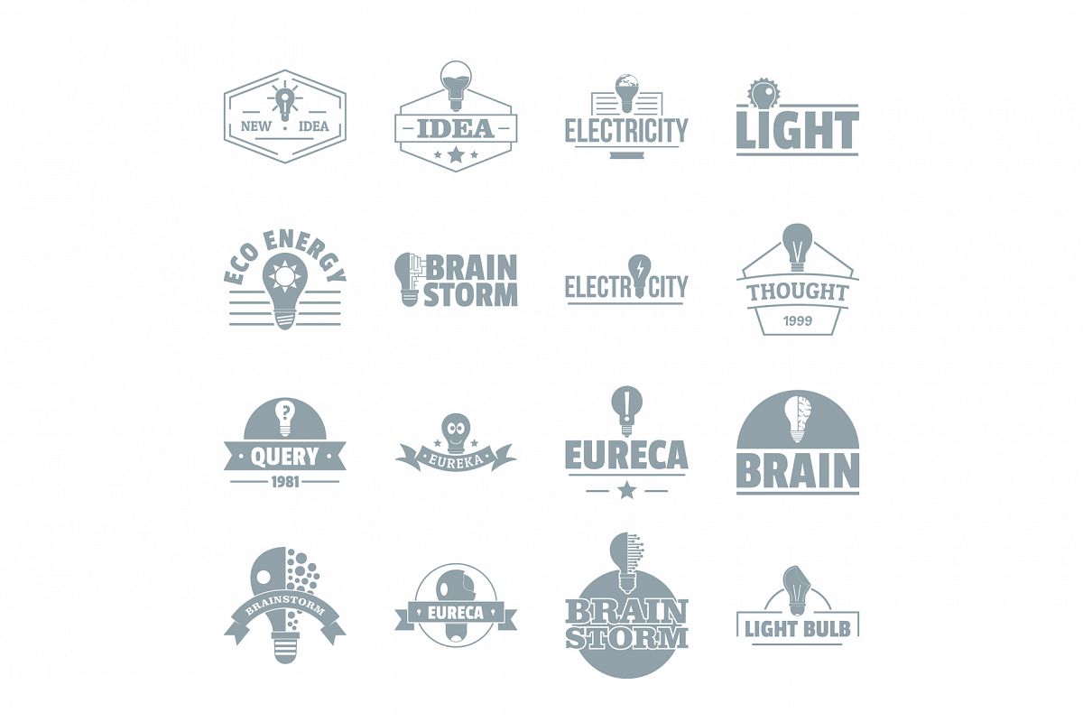 Lamp logo icons set, simple style example image 1