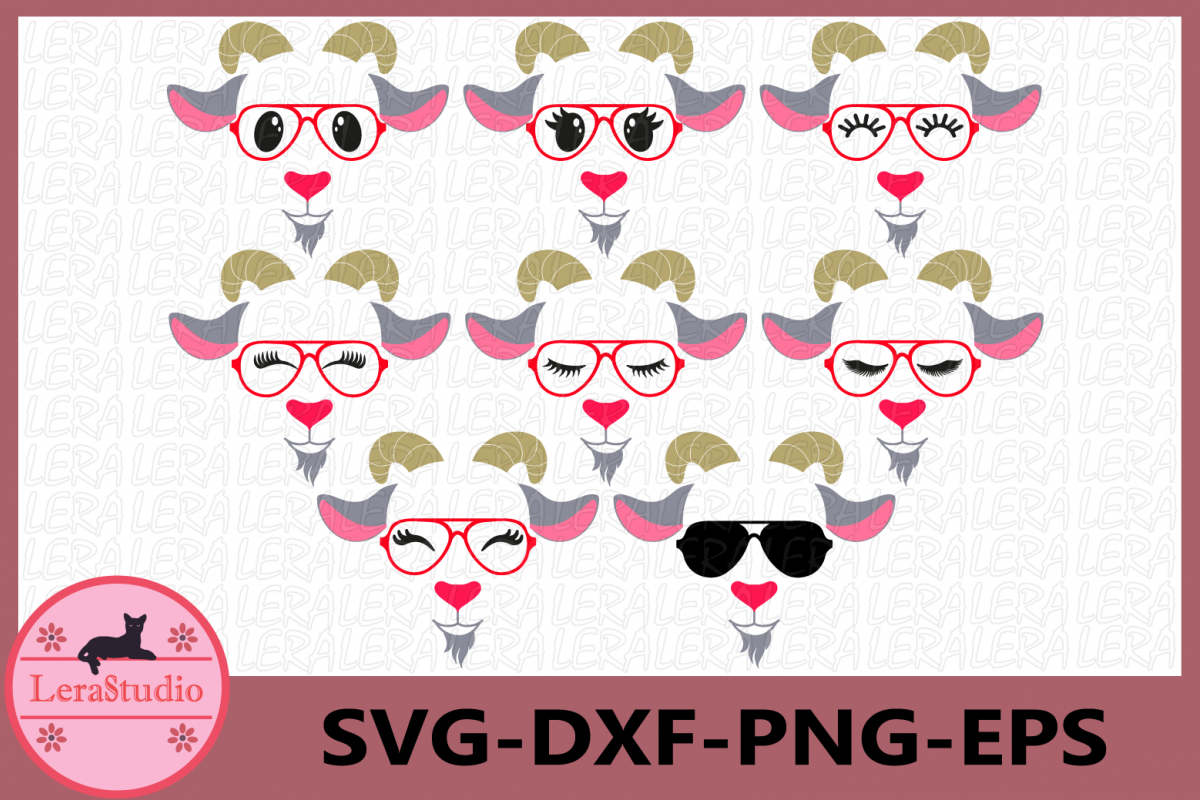 Farm Svg, Goat Face Svg,Goat Eyelashes Face Svg, Goat Head example image 1