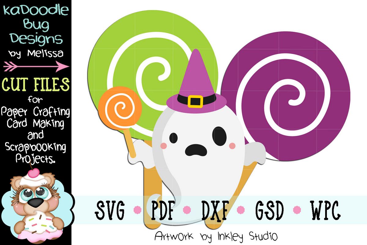 Halloween Lollipop Ghost Cut File - SVG PDF DXF GSD WPC example image 1
