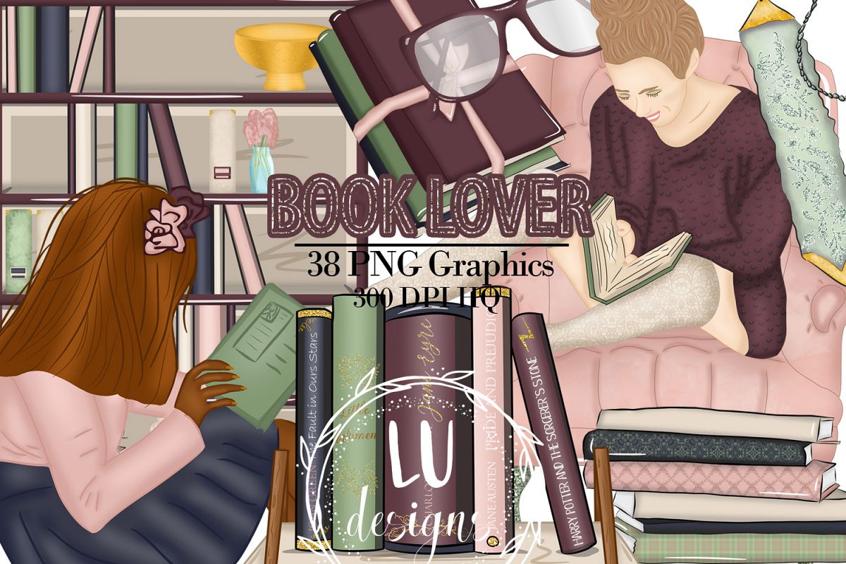 Book Lover Clipart, Back To School Graphics, Books Clipart example image 1