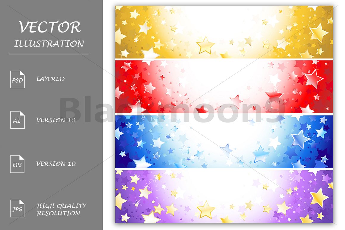 Four Banners with Sparkling Stars example image 1