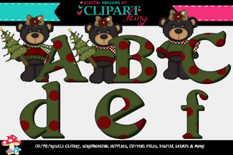 Christmas Dark Brown Girl Bears Alpha example image 1