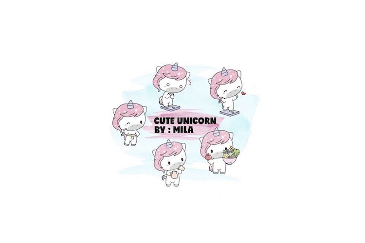 KAWAII UNICORN CLIPART BUNDLE PNG example image 1
