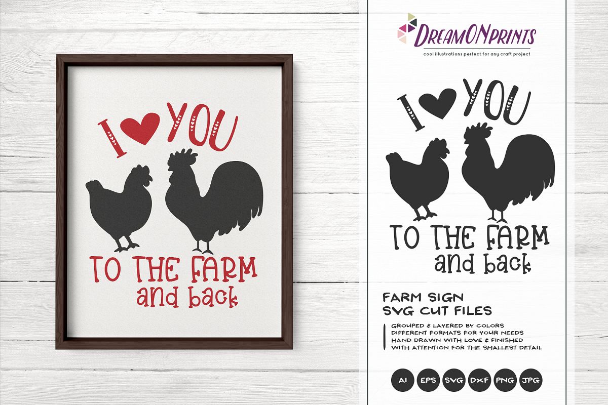 I Love You to the Farm and BackSVG Cut Files example image 1