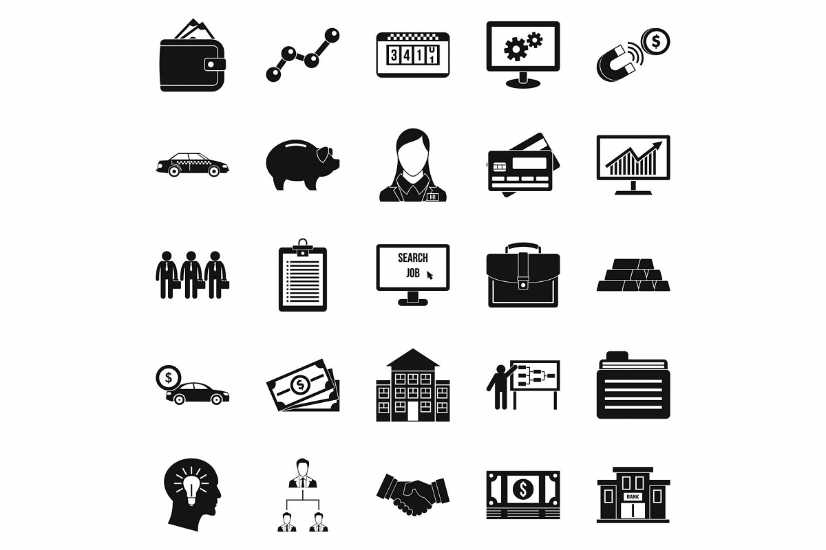Working week icons set, simple style example image 1