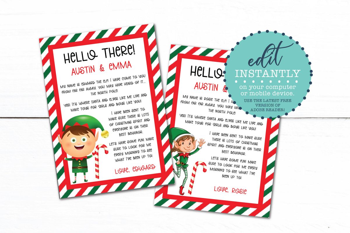 Elf Letter Editable Christmas PDF Template