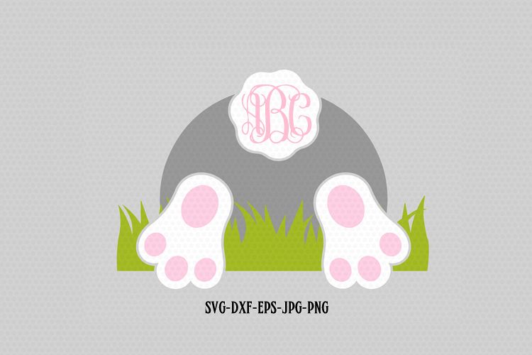 easter bunny monogram frame svg example image 1