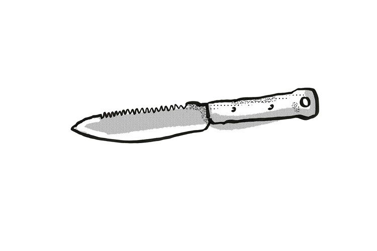 Serrated Farmers Dagger Garden Tool Cartoon Retro Drawing example image 1
