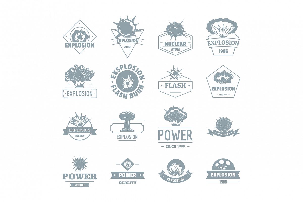 Explosion power logo icons set, simple style example image 1