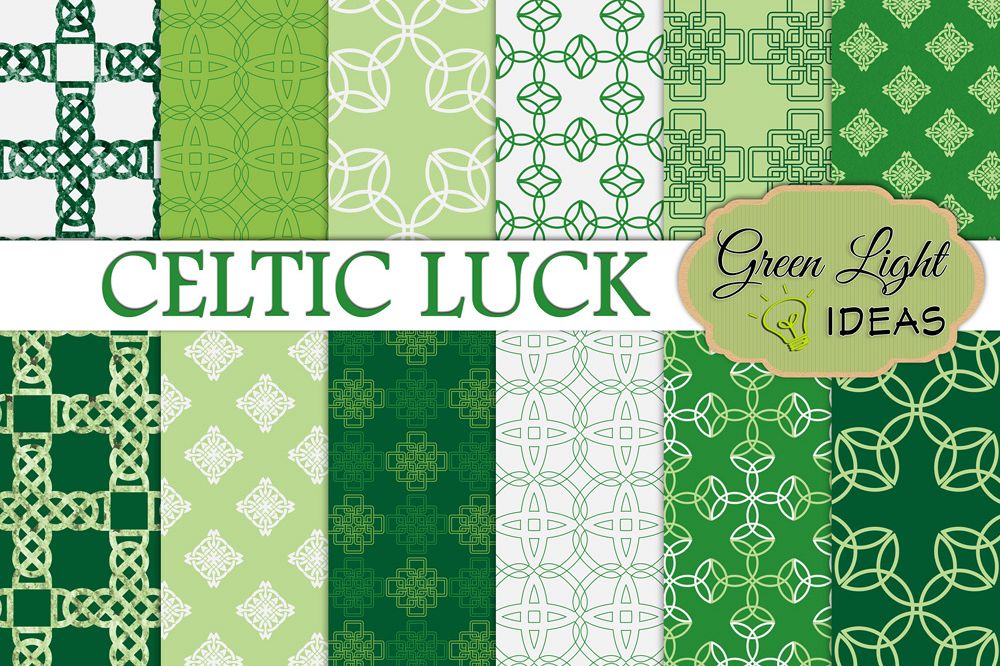 Celtic Digital Papers, St Patrick's Day Backgrounds, Irish Papers example image 1